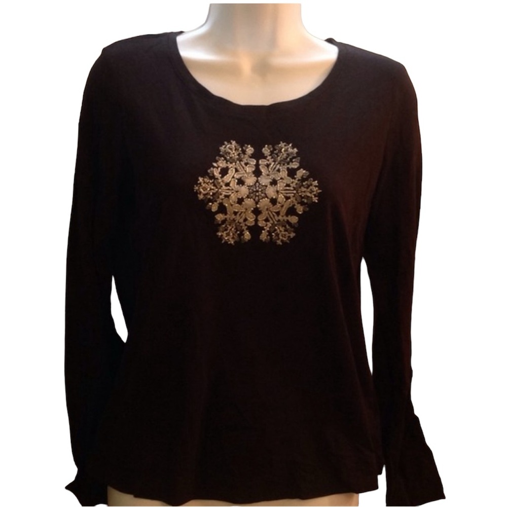 Charter Club NEW top with beaded snowflake sz PS
